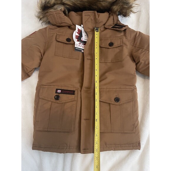 Canada Weather Gear Boys Snap-Up Full-Zip Parka Jacket Brown 5/6 Years NWT - Picture 9 of 11